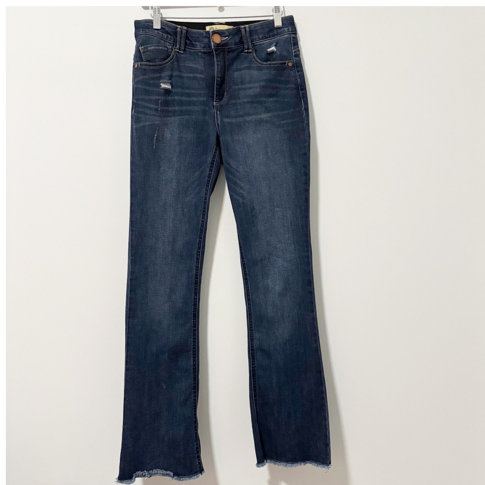 Democracy Bootcut Jeans Womens Size 6 Blue Ab Solution Distressed Raw Hem